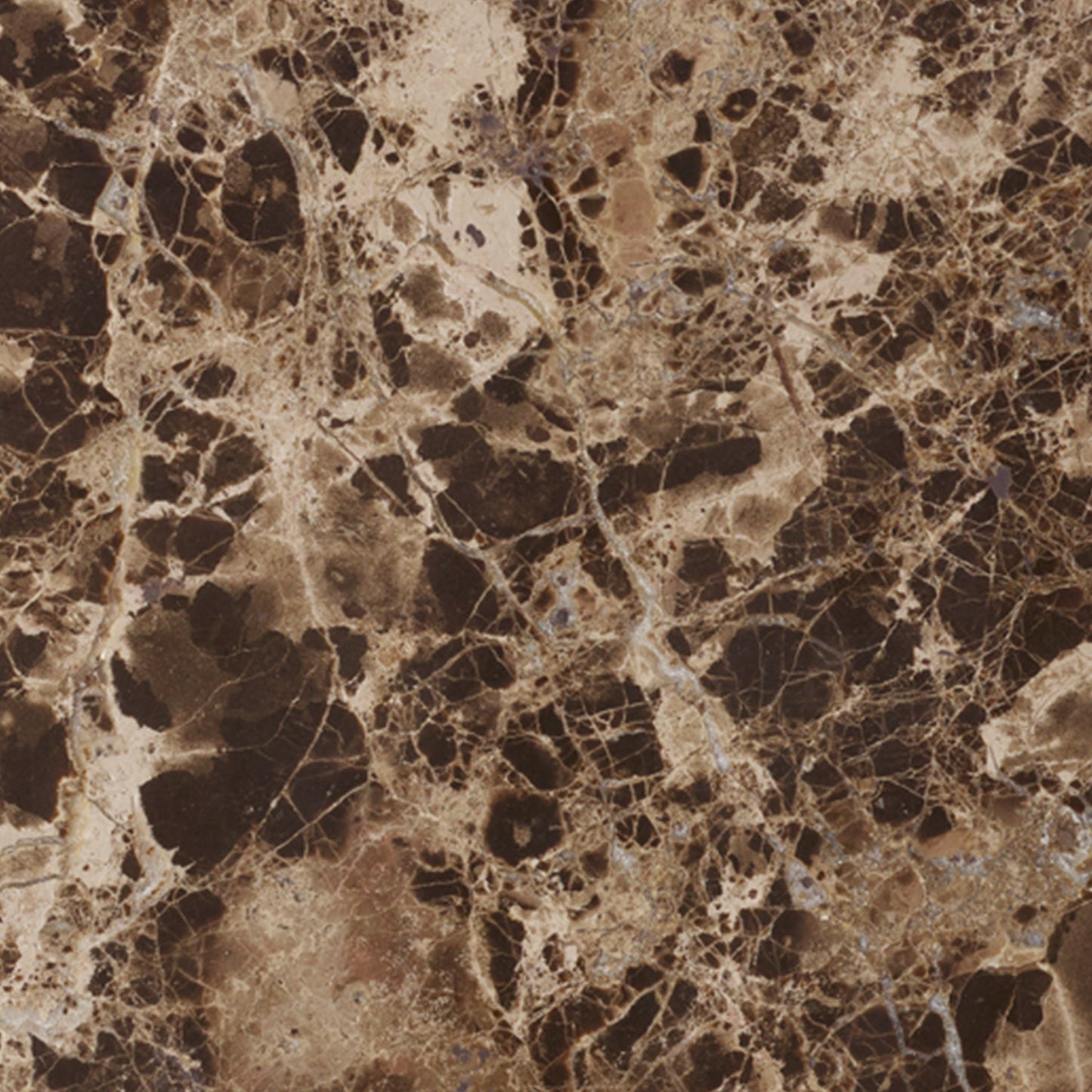A close-up of the Emperador Marble, showing its brown colour with intricate, light-coloured veins and crystalline patterns.