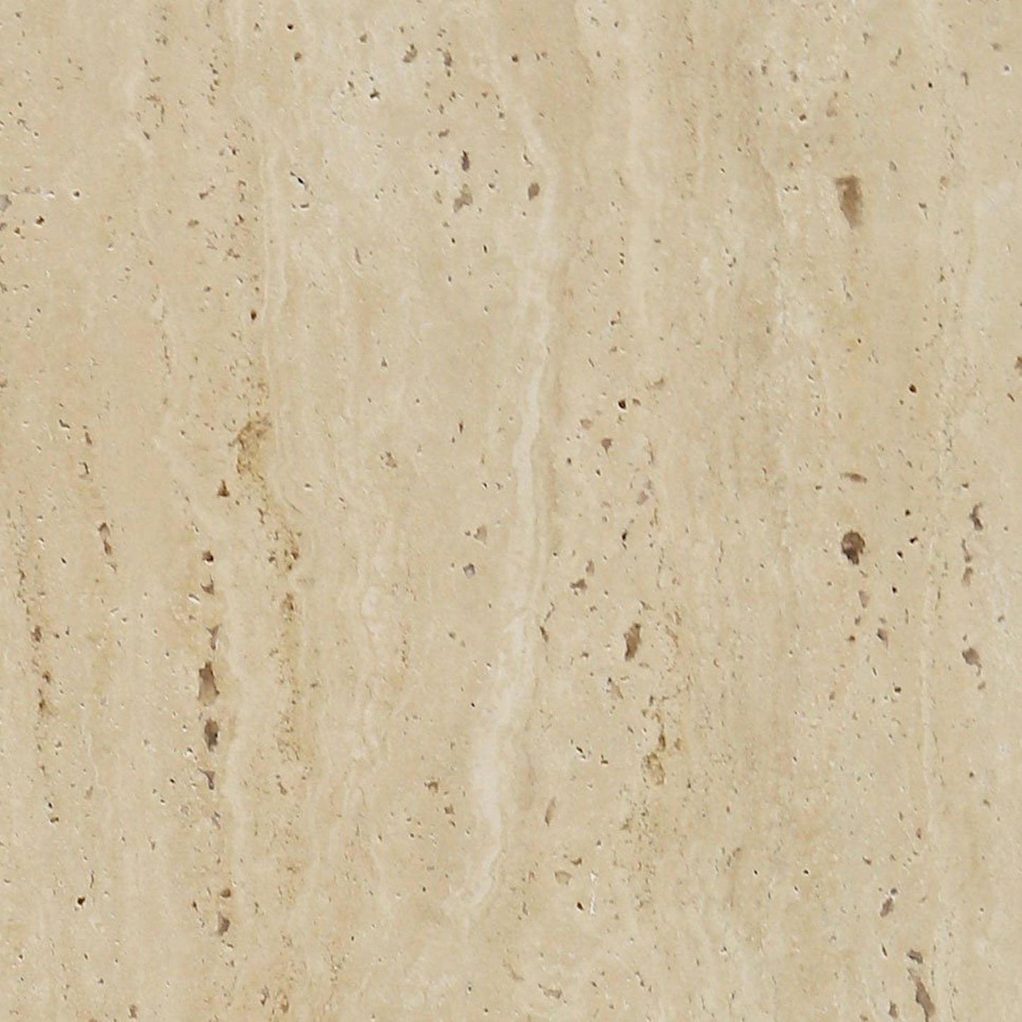 A close-up of a light beige travertine slab, highlighting its porous texture with small pits and subtle veins.