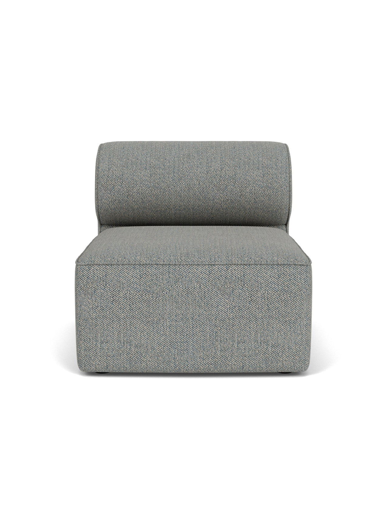 Front view of the Eave Modular Sofa, 96, Open Section, upholstered in a textured grey-blue Safire fabric on white background