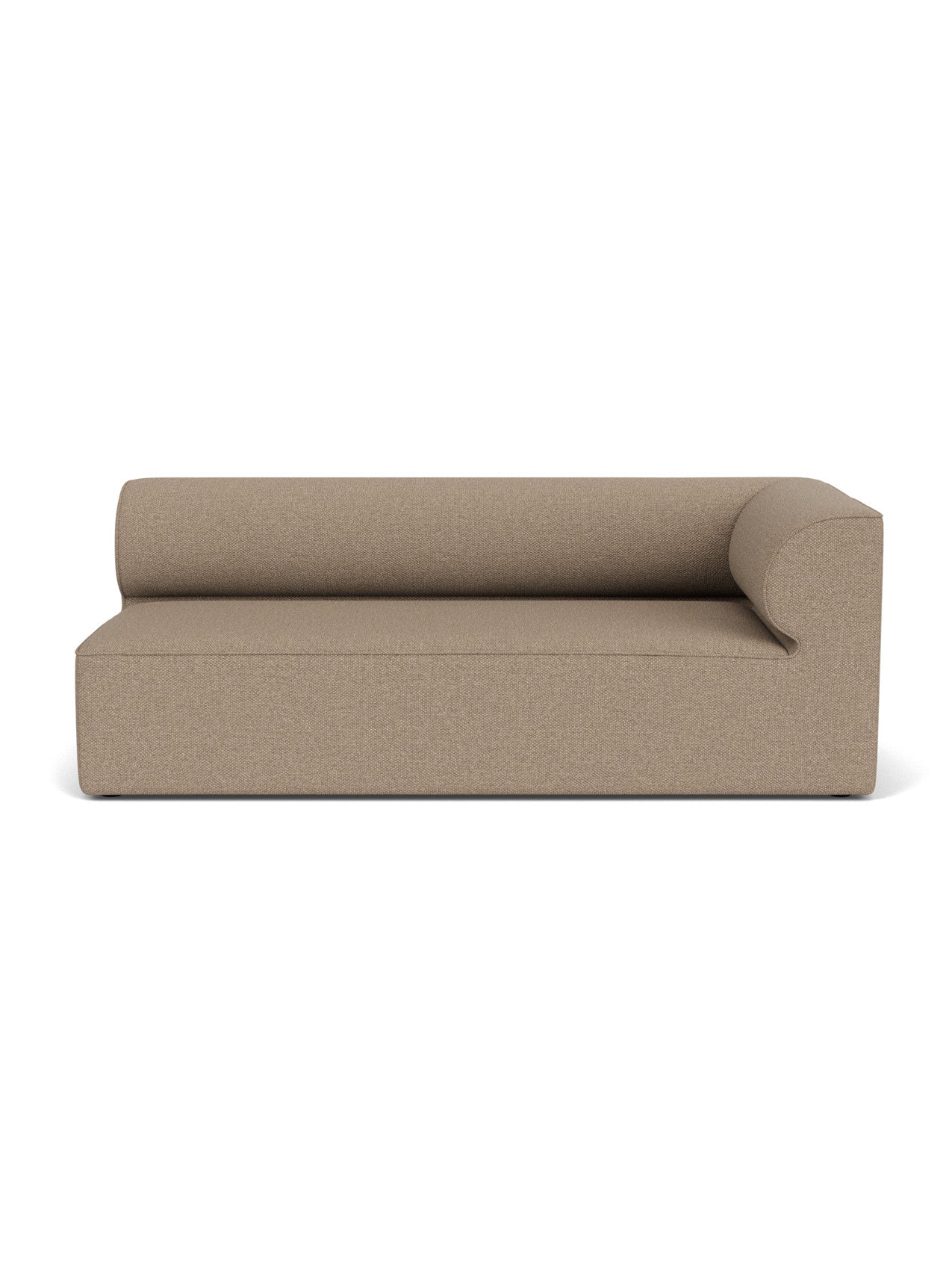 Eave Modular Sofa, 96, Corner 192, a right-corner module upholstered in textured, light brown Logan Flint fabric.