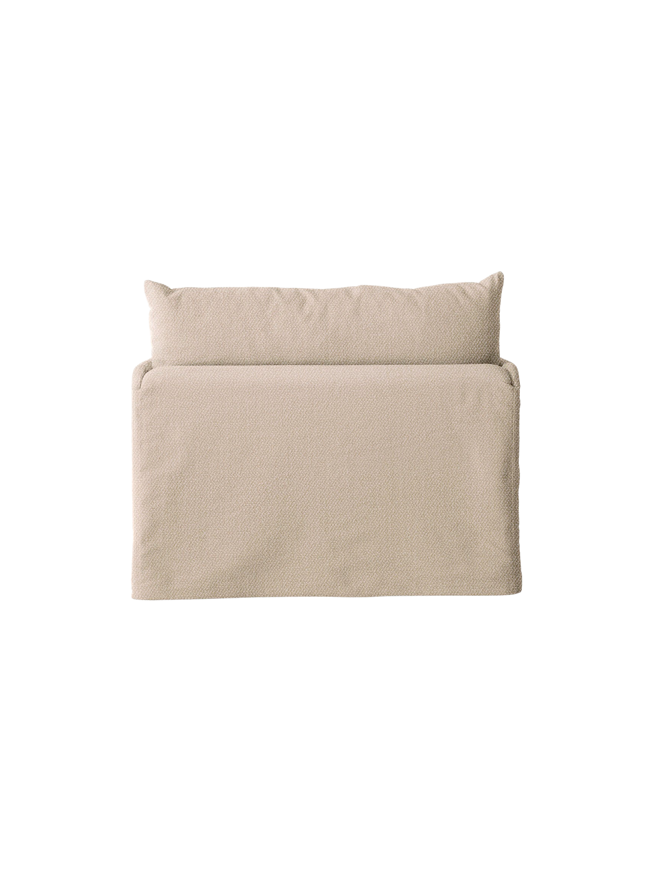The back of the Offset Loose Cover for a one-seater sofa. The cover is a textured, sandy-beige fabric on a black background.