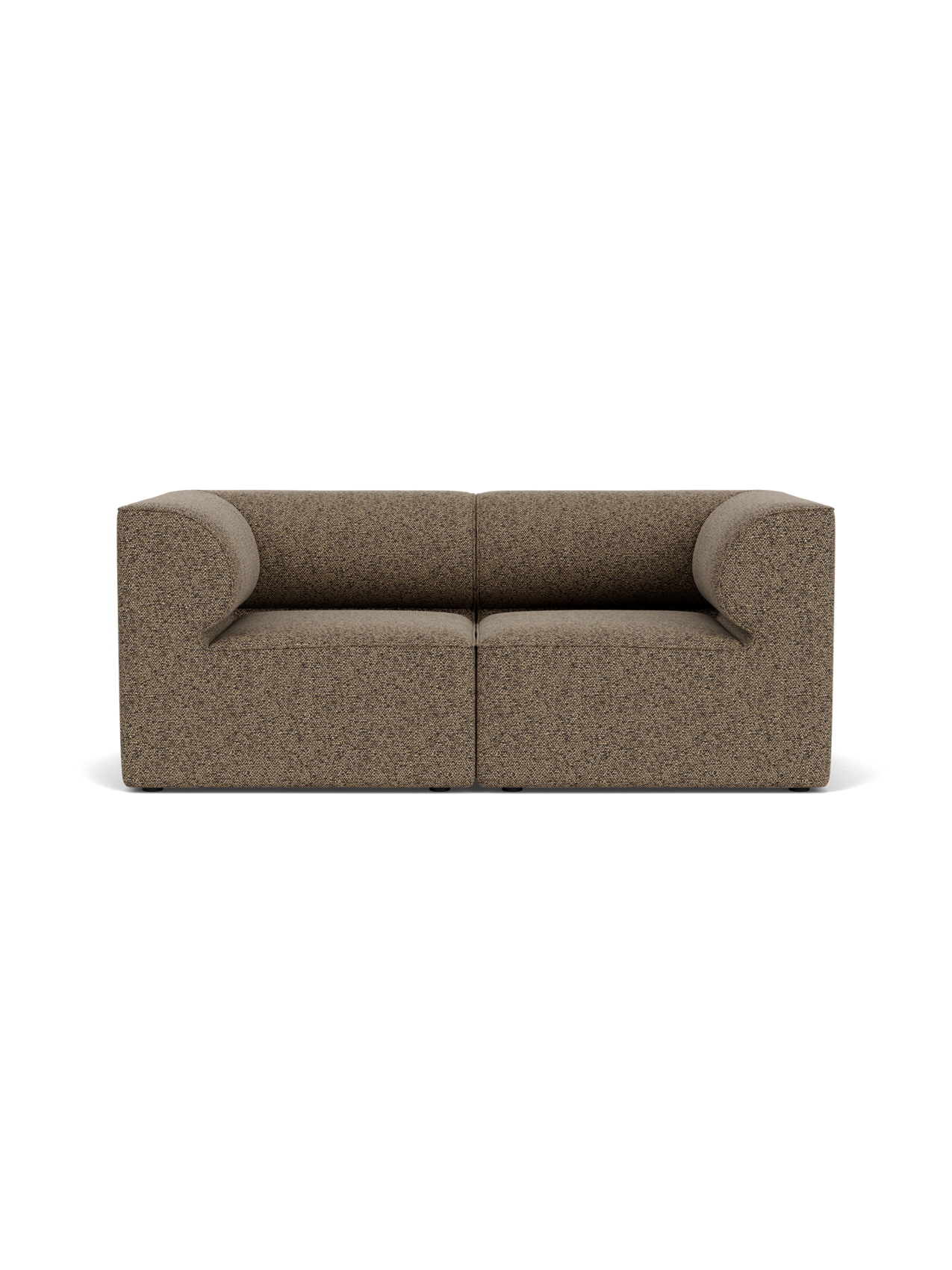 Front view of the Eave Modular Sofa, 86, 2 Seater, Configuration 1, upholstered in textured brownish-beige Safire 001 fabric.