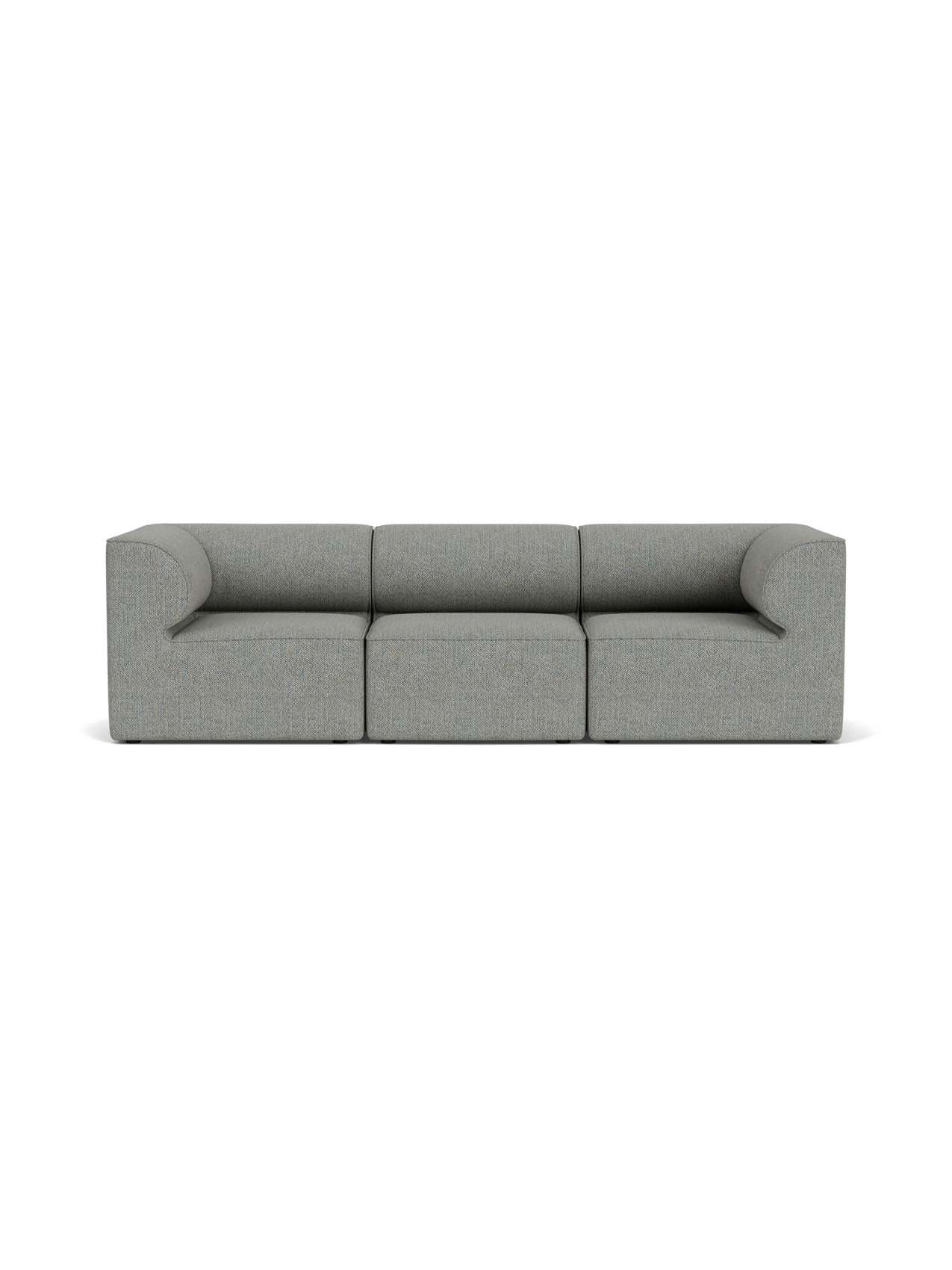 Front view of the Eave Modular Sofa, 86, 3 Seater, Configuration 2, in a light grey Safire 012 textured fabric.