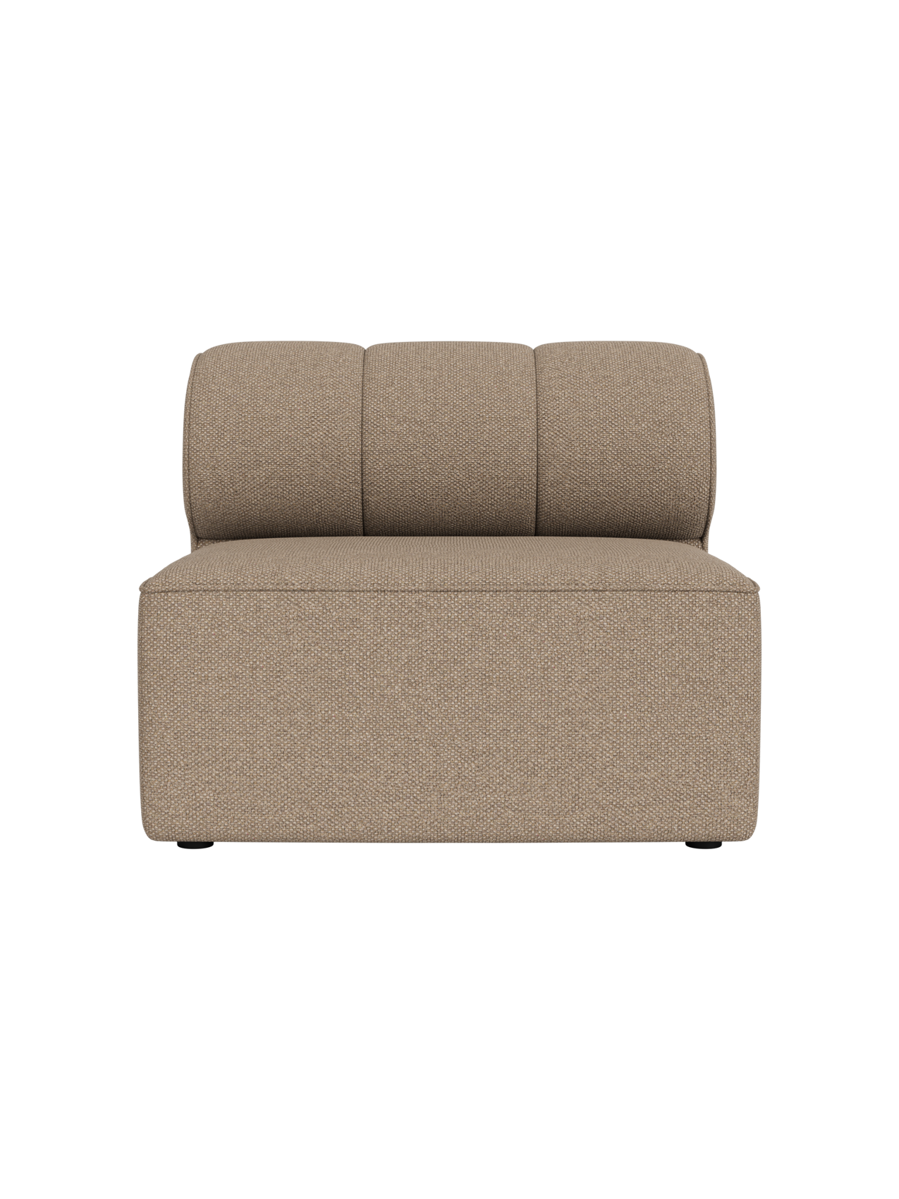Front view of the Eave Seamline Modular Sofa, 86, Open Section, upholstered in light brown, textured Logan Flint fabric.