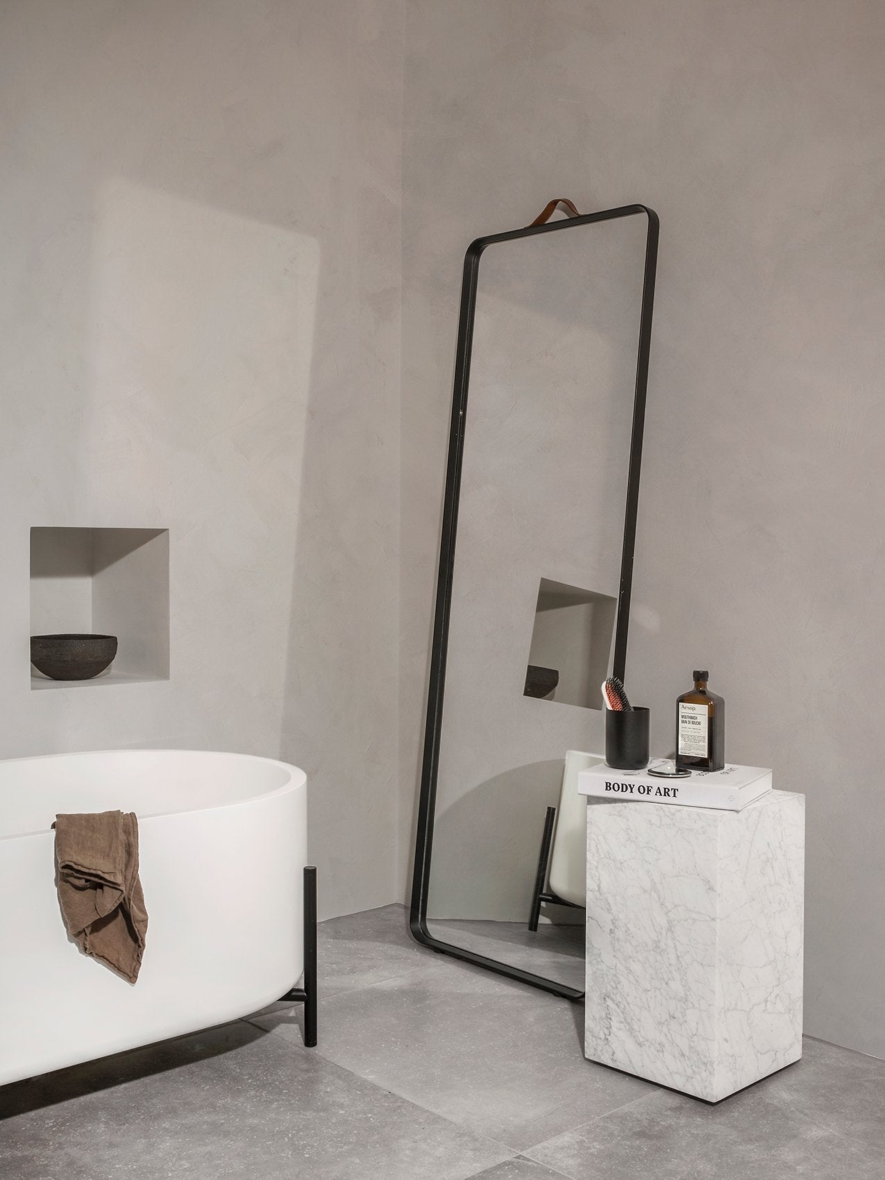 Bath Floor Mirror, Rectangular-Floor Mirror-Norm Architects-menu-minimalist-modern-danish-design-home-decor