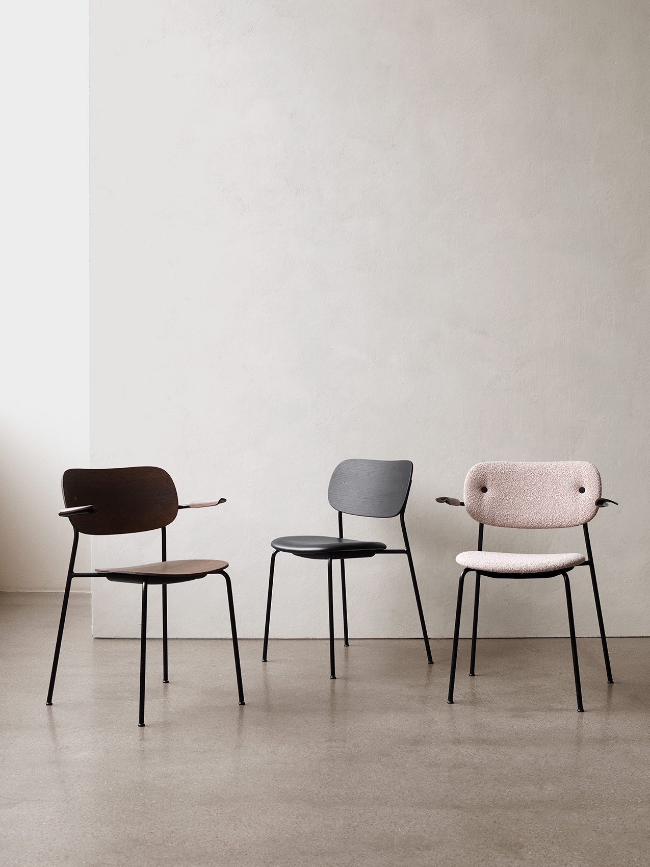 Co Dining Chair, fully upholstered with armrest, Black