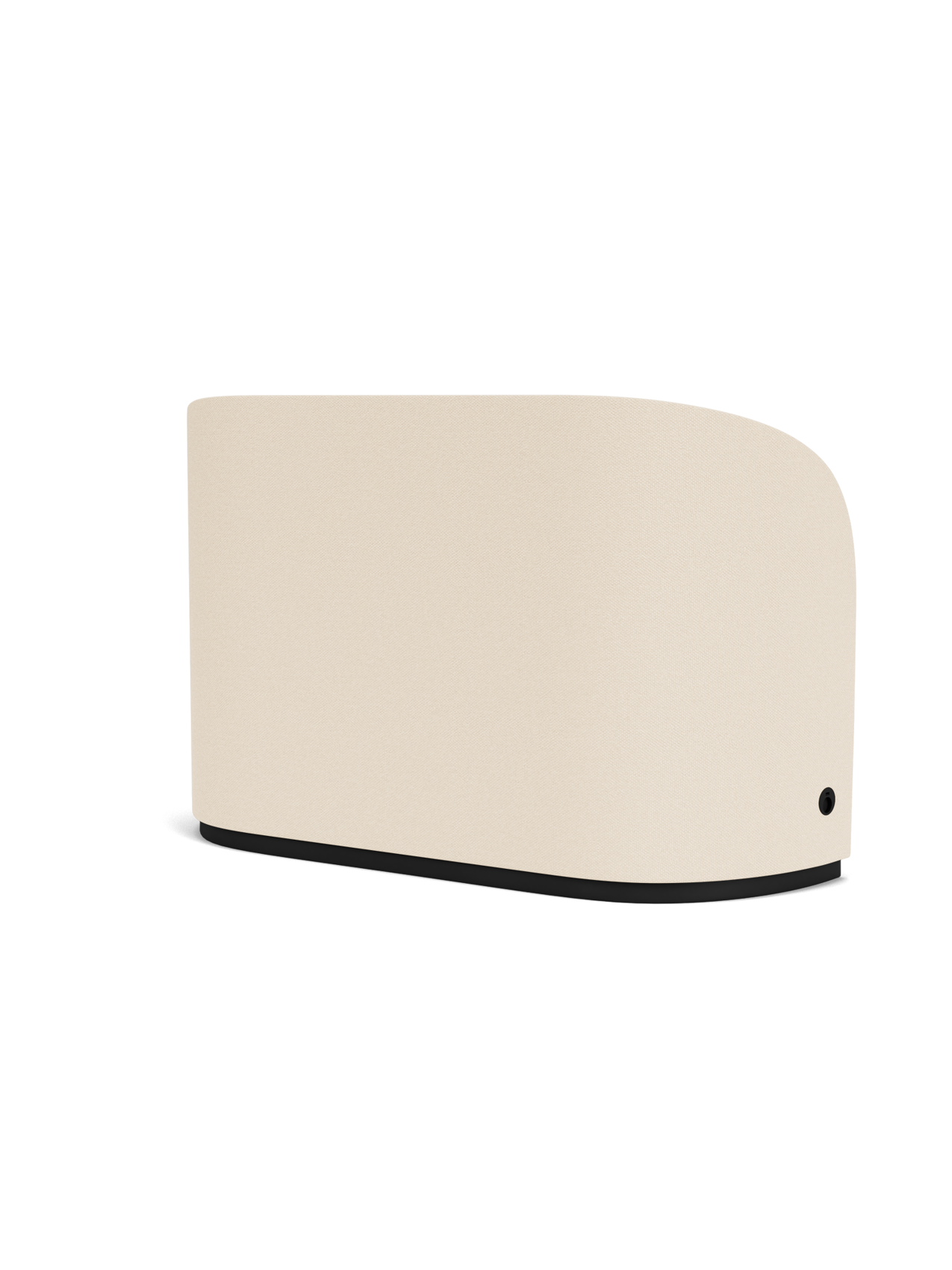 Detail shot of the Tearoom Sofa, High Back in beige Logan Jasmine fabric, showing the integrated black power outlet.