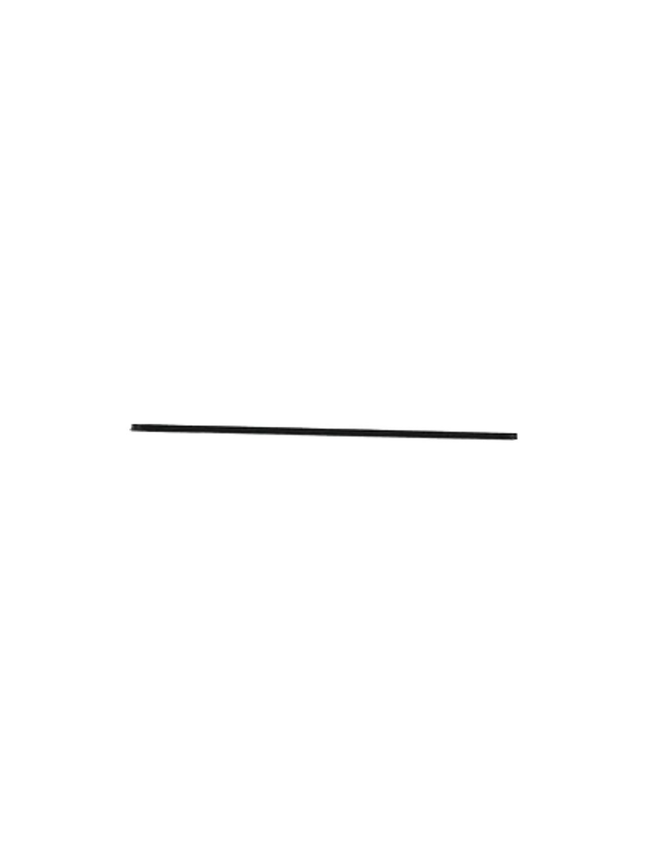 A line drawing showing the side profile of the long, thin Tubulaire Rail Canopy, designed for holding pendant lighting.