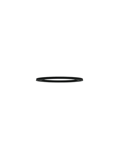 Tubulaire Circular Canopy, a slim black metal ring measuring 57 cm, photographed from the side against a black background.