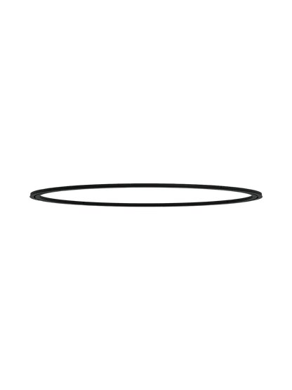 A studio image of the Tubulaire Circular Canopy, Ø157 cm. It is a large, black, powder-coated metal ring for pendant lights.