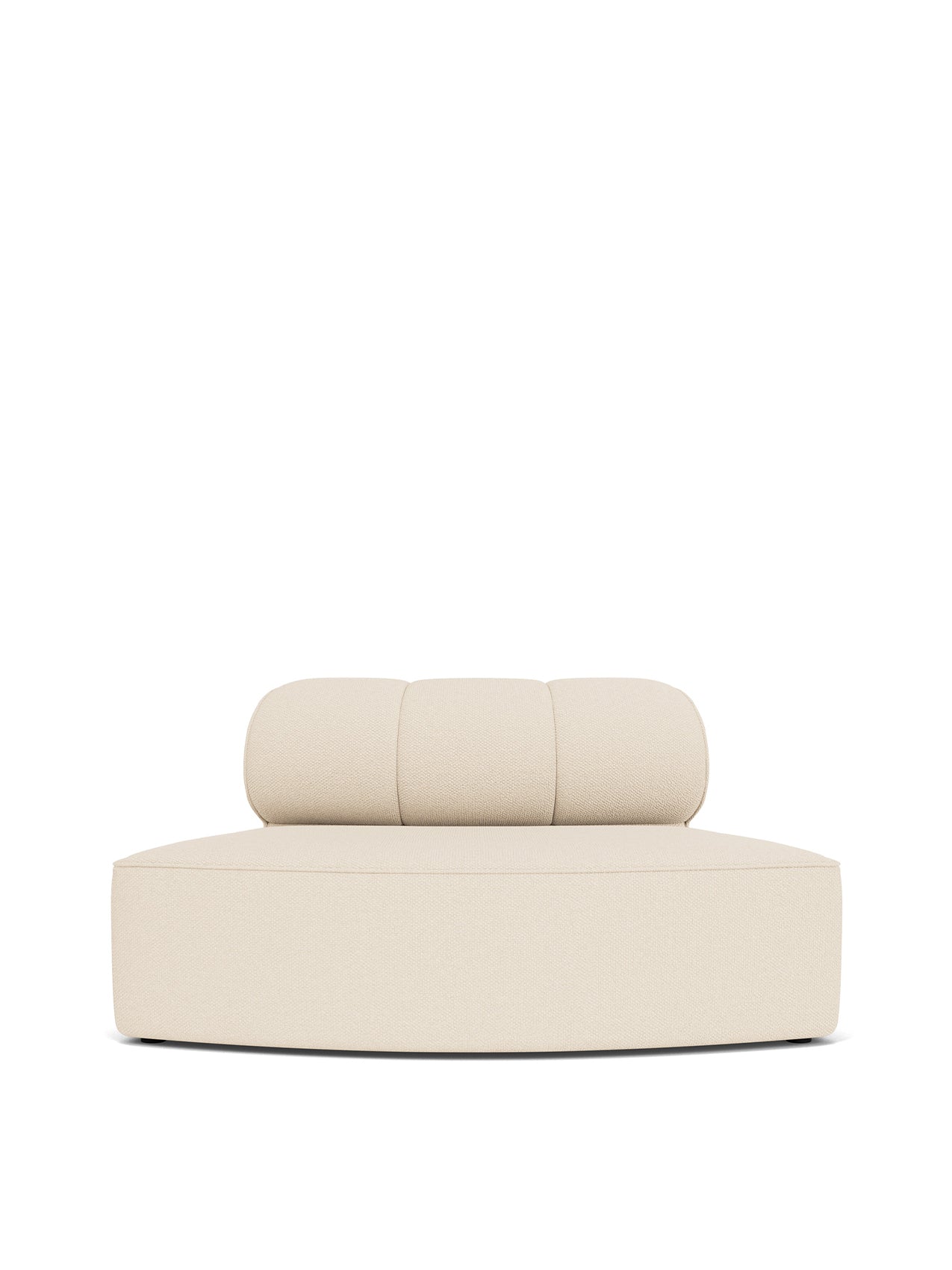 Front view of Eave Seamline Modular Sofa, Convex Open Section, in light beige Logan Jasmine fabric on a white background.