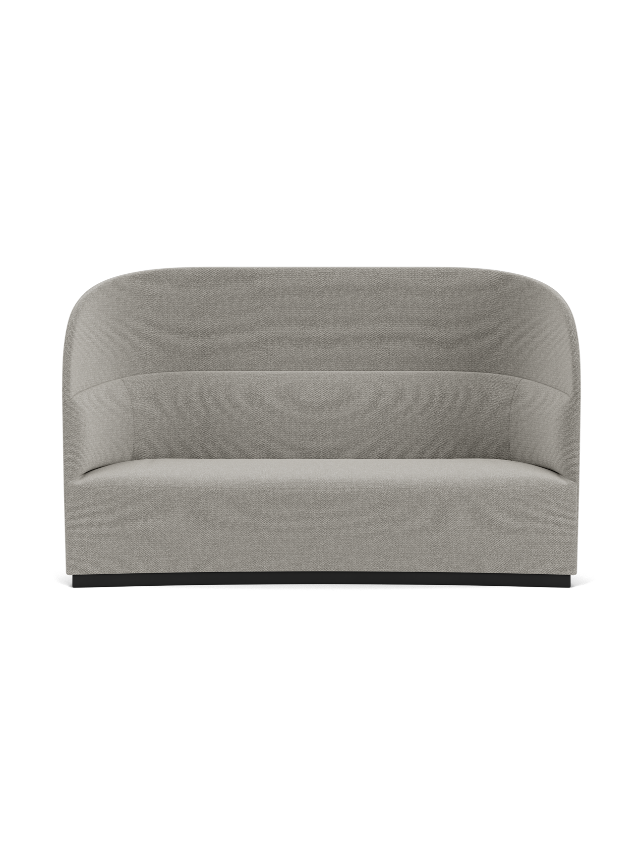 The Tearoom Sofa, High Back in Safire 006 fabric. A front view showing its curved, high-backed silhouette and dark base.