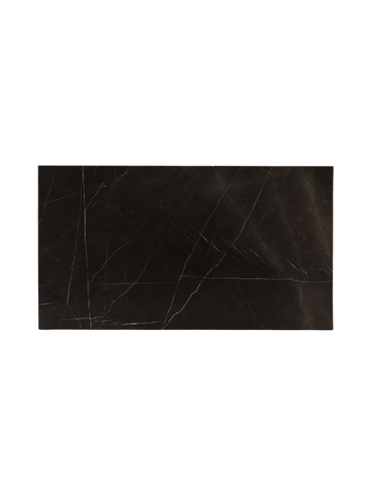 A top-down, detailed view of the Grey Kendzo marble top for the Plinth Grand, showing dark grey colour with white veining.
