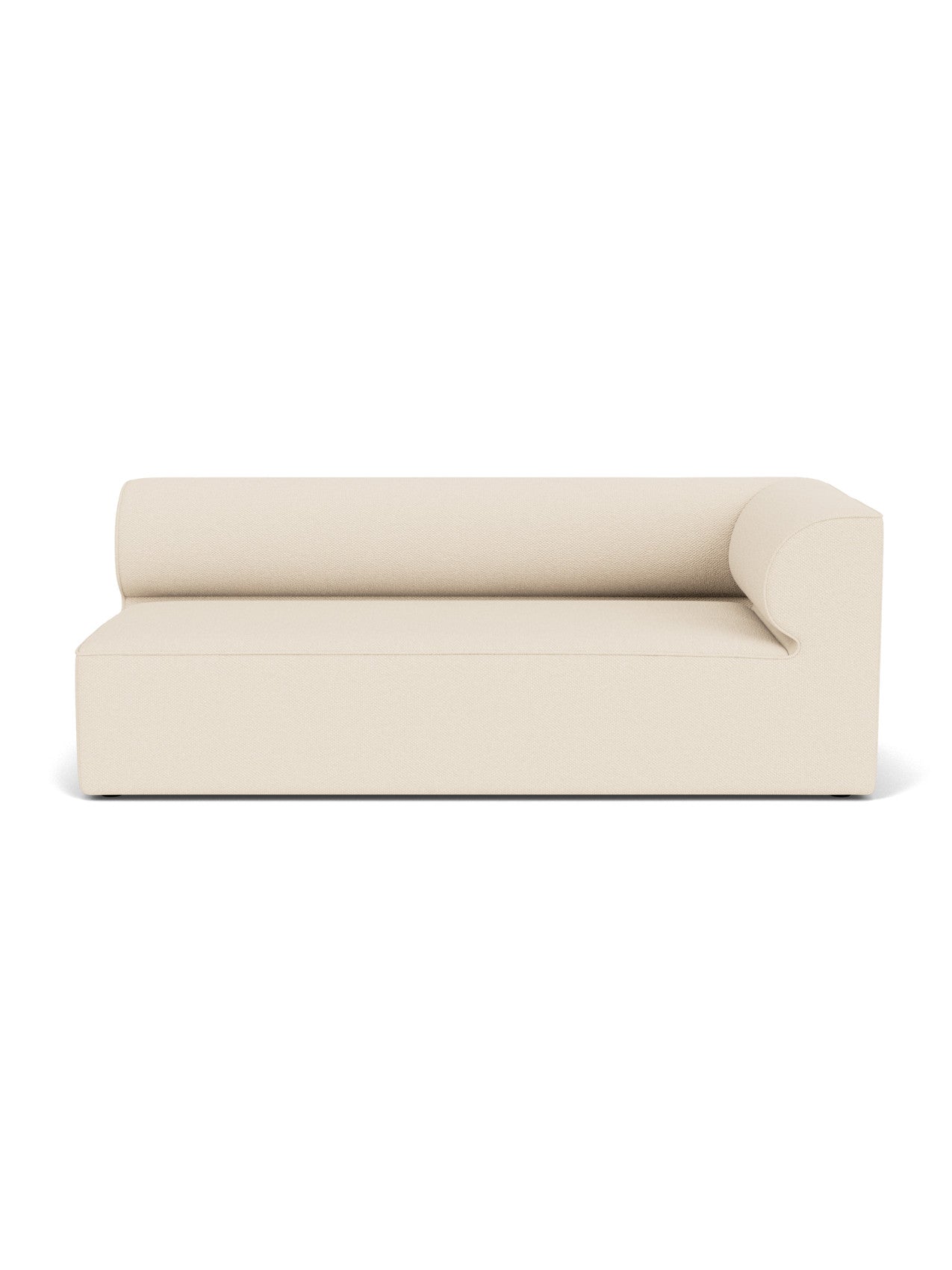 A front view of the Eave Modular Sofa, 96, Corner 192 module in light beige Logan Jasmine fabric against a white background.