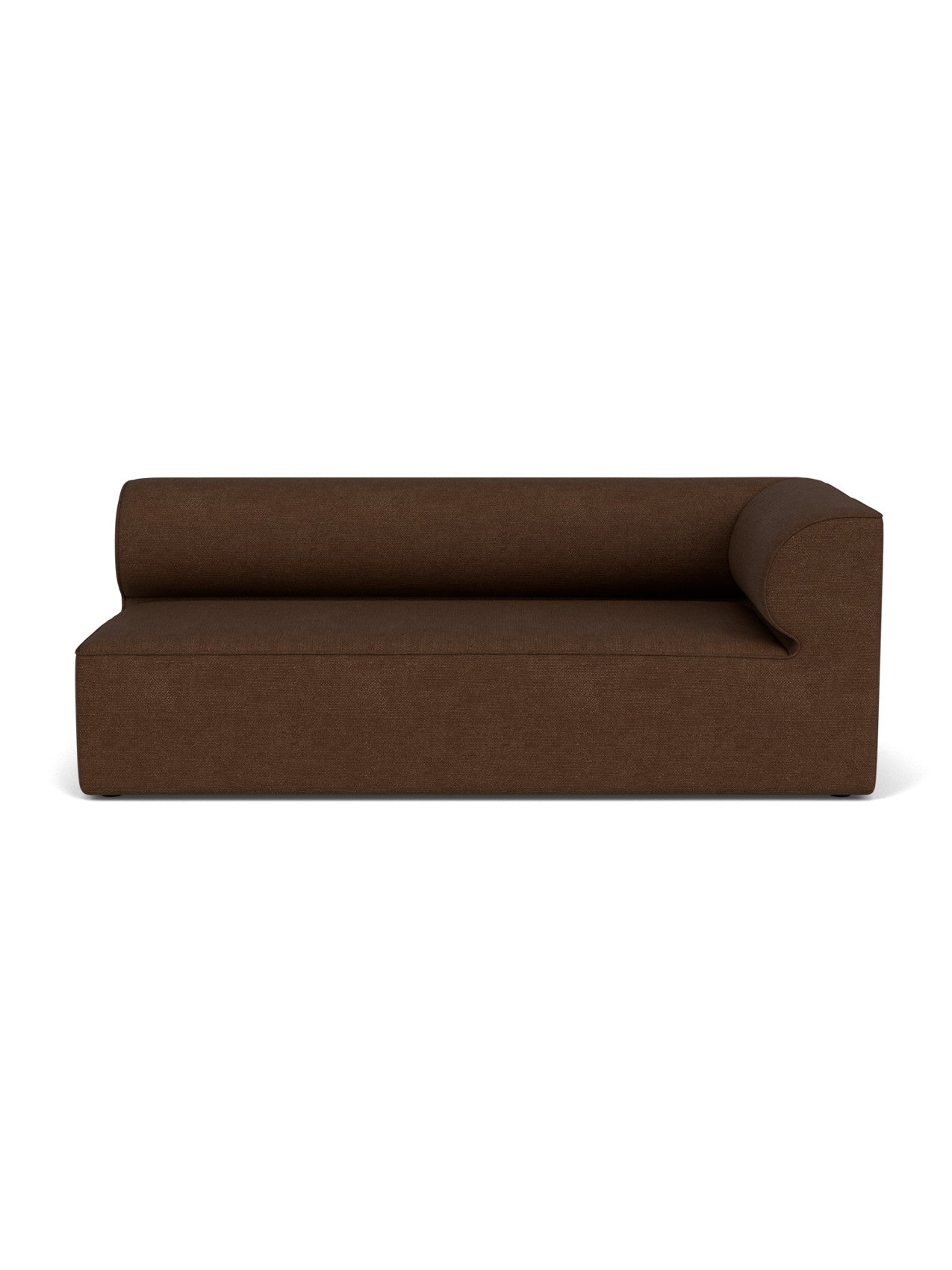 The Eave Modular Sofa, 96, Corner 192, a right corner module, is shown from the front in a textured brown Audo Bouclé 07.