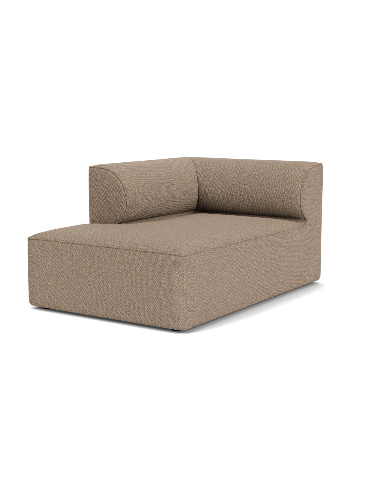 Eave Modular Sofa, 96, Chaise Longue. A left-corner module upholstered in light brown Logan Flint fabric.