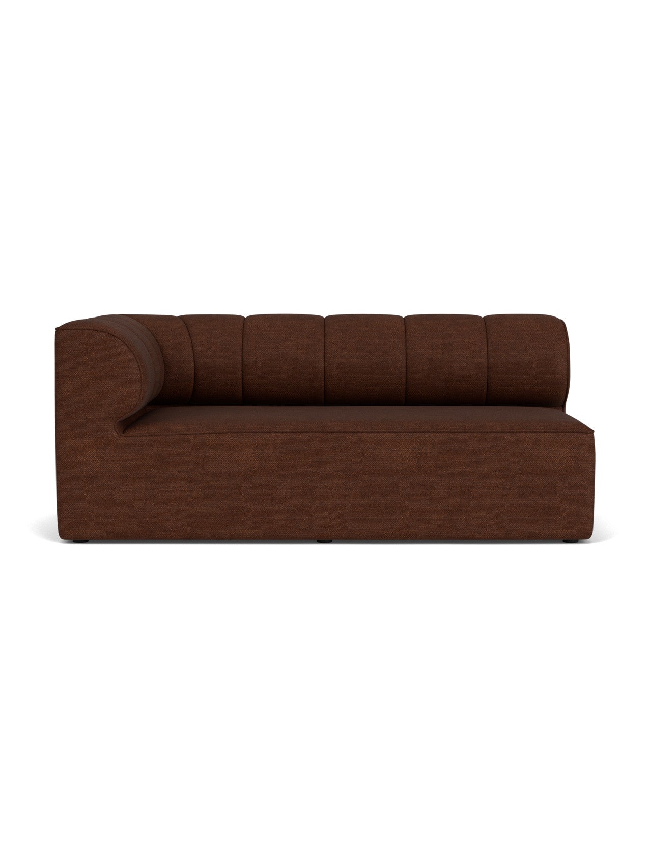 Front view of the Eave Seamline Modular Sofa, 86, Corner 172, left-hand module, in brown Audo Bouclé 08 fabric.