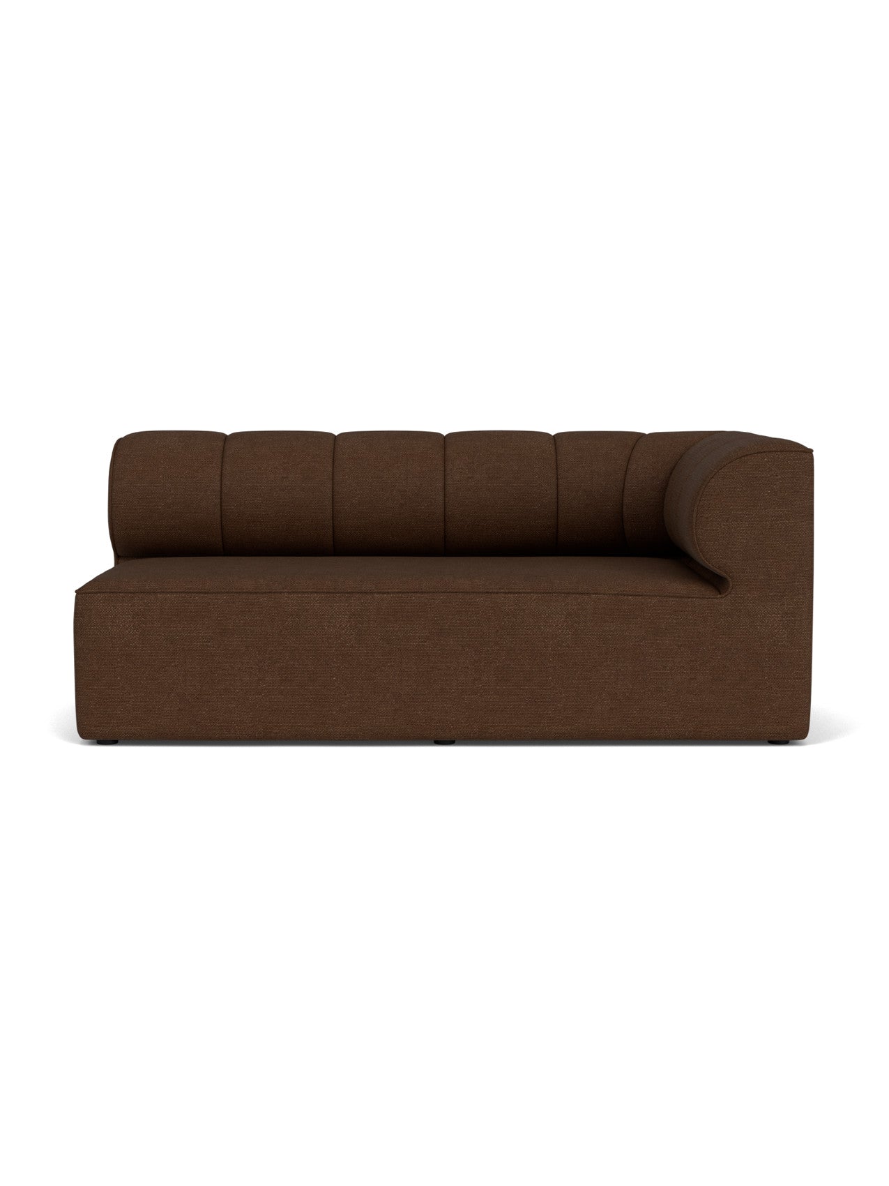 Front view of the Eave Seamline Modular Sofa, Corner 172, in textured brown bouclé fabric against a white background.