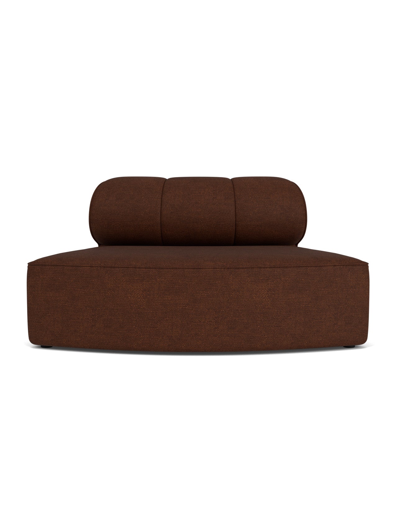 Eave Seamline Modular Sofa, 86, Convex Open Section, dark brown bouclé fabric, viewed from the front on a white background.