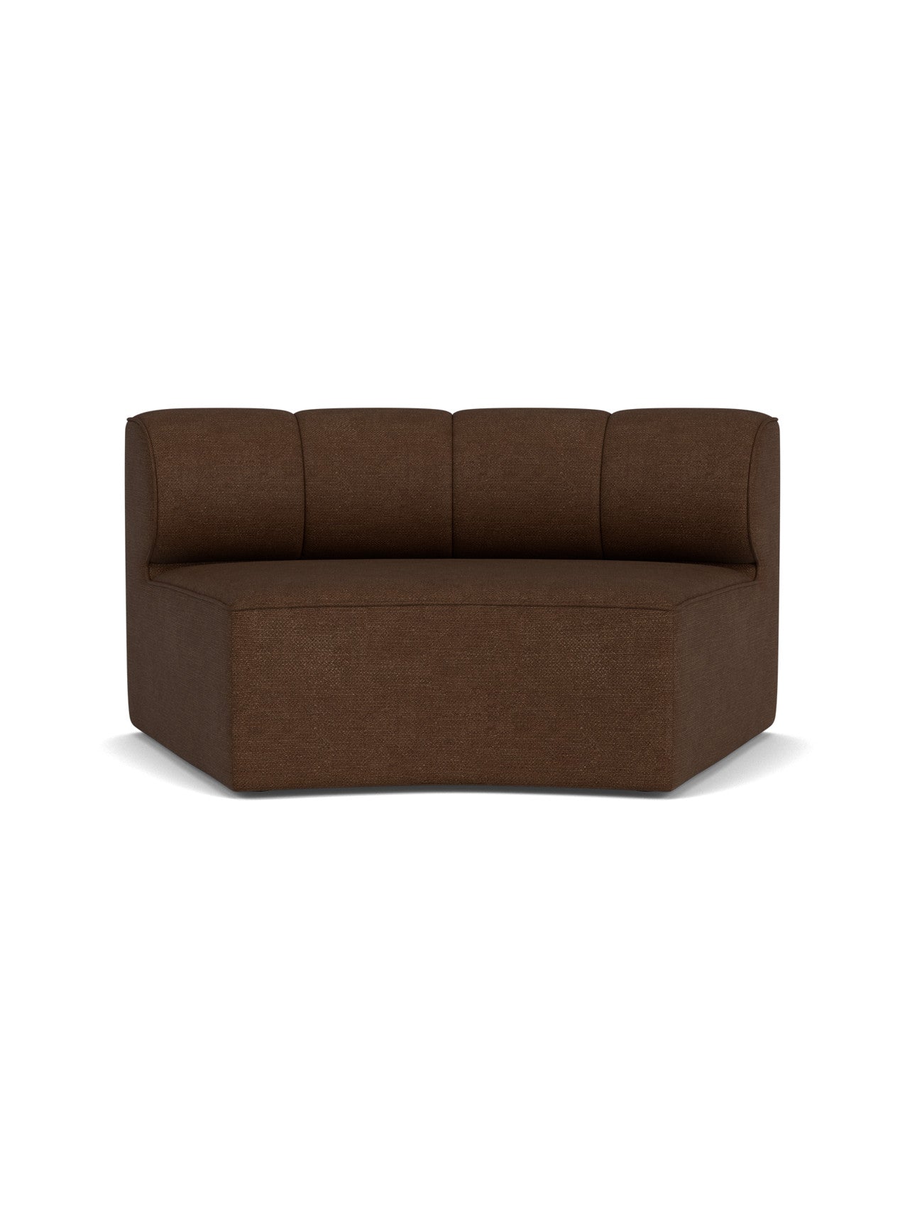 The Eave Seamline Modular Sofa's concave open section in a brown fabric, viewed from the front against a plain background.