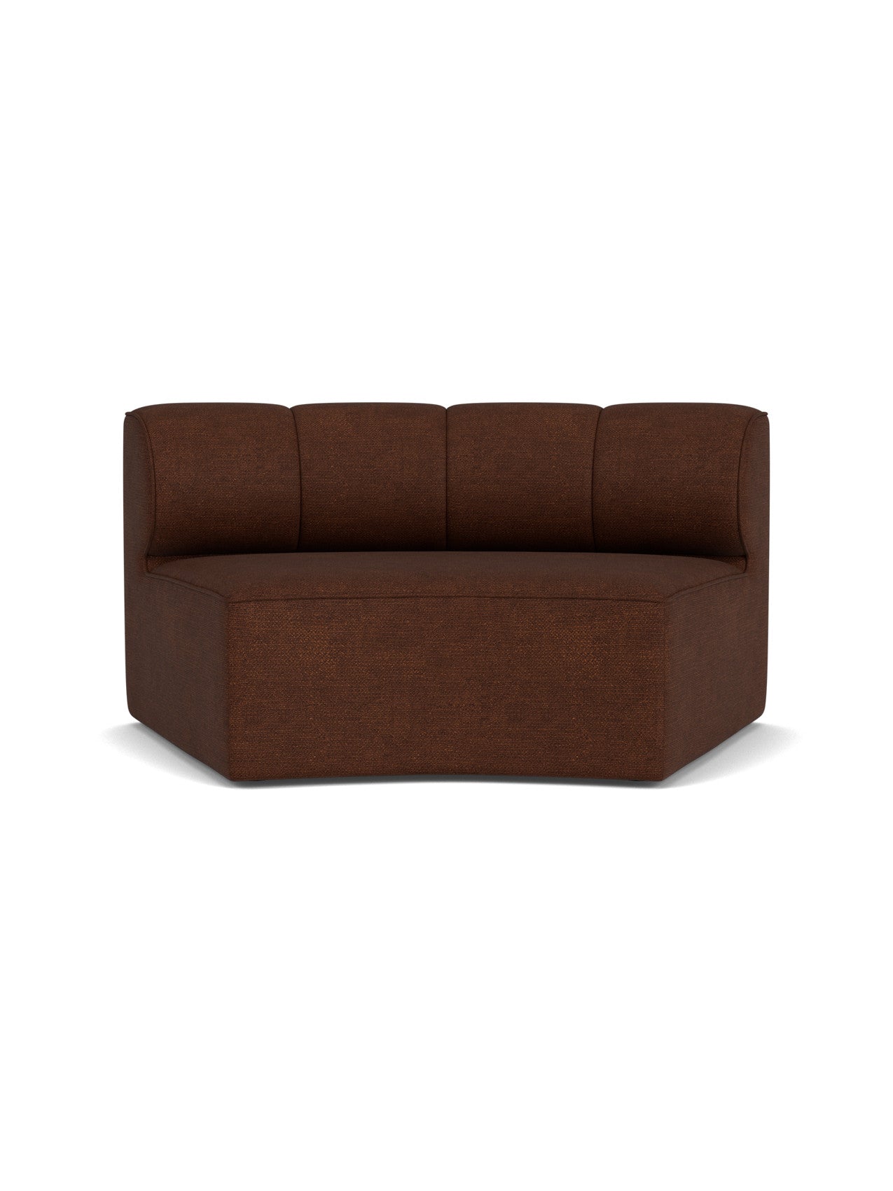 The Eave Seamline Modular Sofa, 86, Concave Open Section, shown in a dark brown bouclé fabric against a white background.