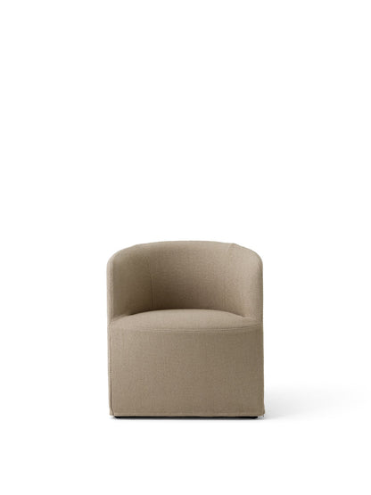 Front view of the fully upholstered Tearoom Club Chair in a textured Logan Sand fabric, shown on a white background.