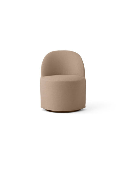 Front view of the Tearoom Club Chair with Swivel in textured Logan Flint, featuring a rounded, sculptural form.