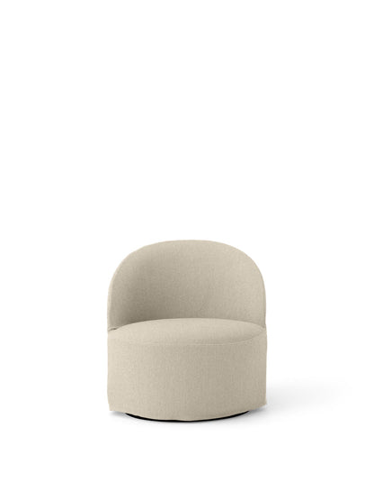 Front view of the Tearoom Lounge Chair with Swivel and Loose Cover, upholstered in a textured, light Logan Jasmine fabric.