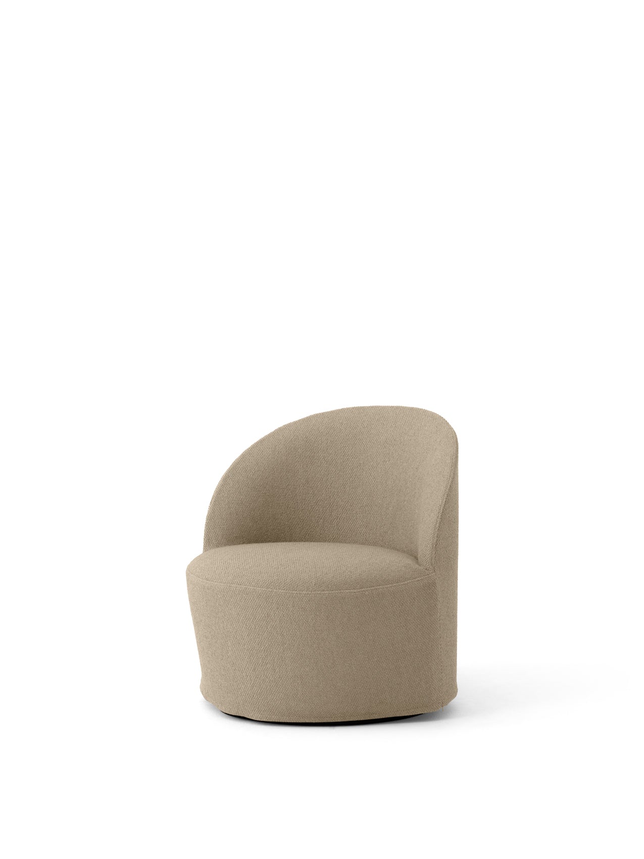 Angled view of the Tearoom Lounge Chair with Swivel, shown with its loose cover in textured, sand-coloured Logan fabric.