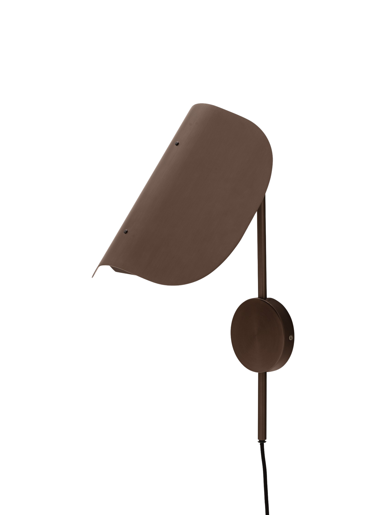 Angled view of the Wing Wall Lamp in bronzed aluminium, shown turned off against a plain black background.