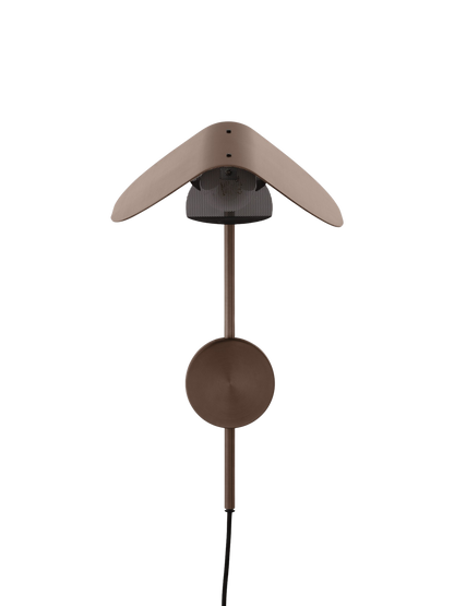 A front-on view of the Wing Wall Lamp in Bronzed Aluminium, shown turned off against a black background.