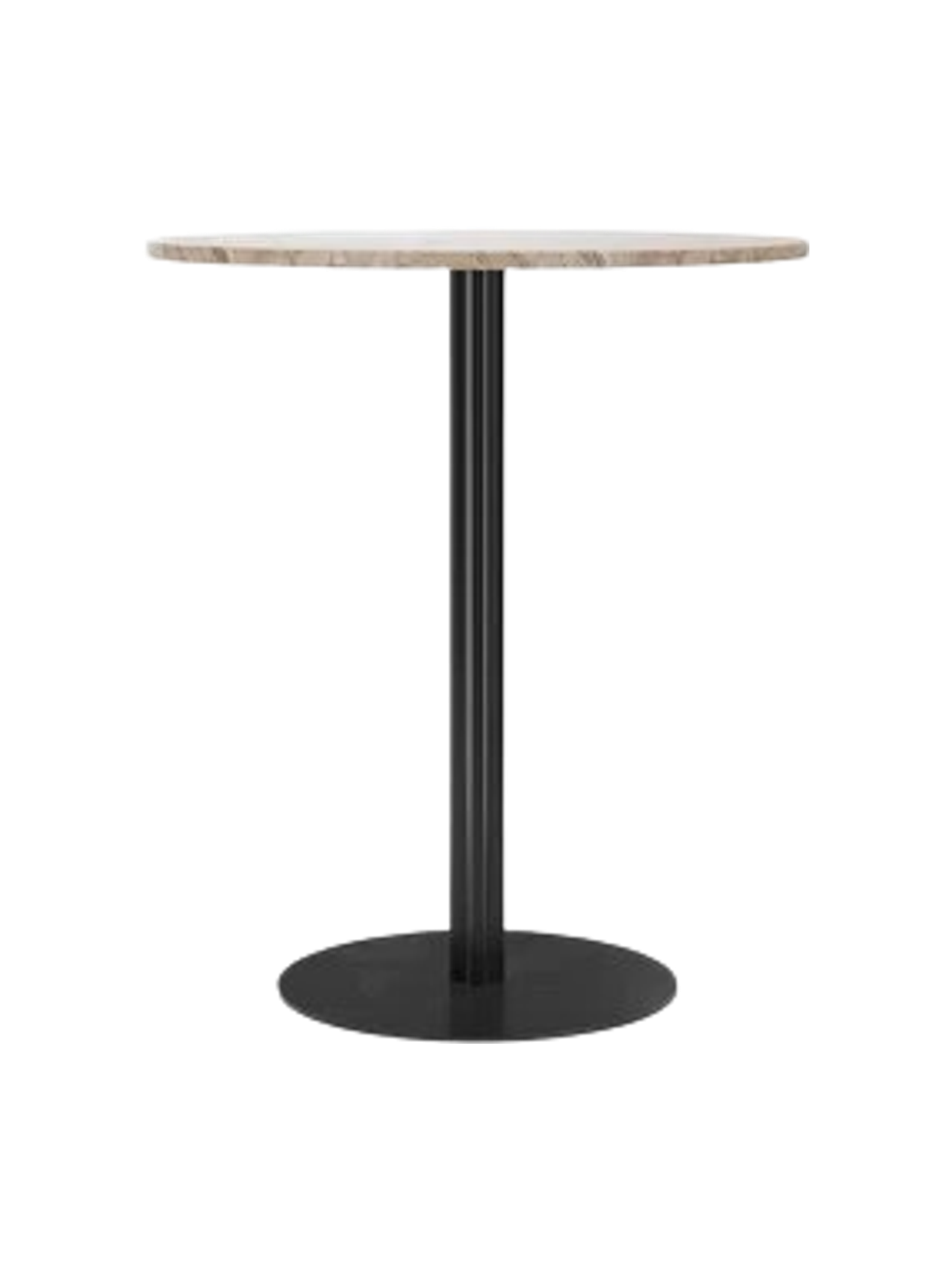 Harbour Column Counter Table with a round, light marble top, slender black column, and circular base.