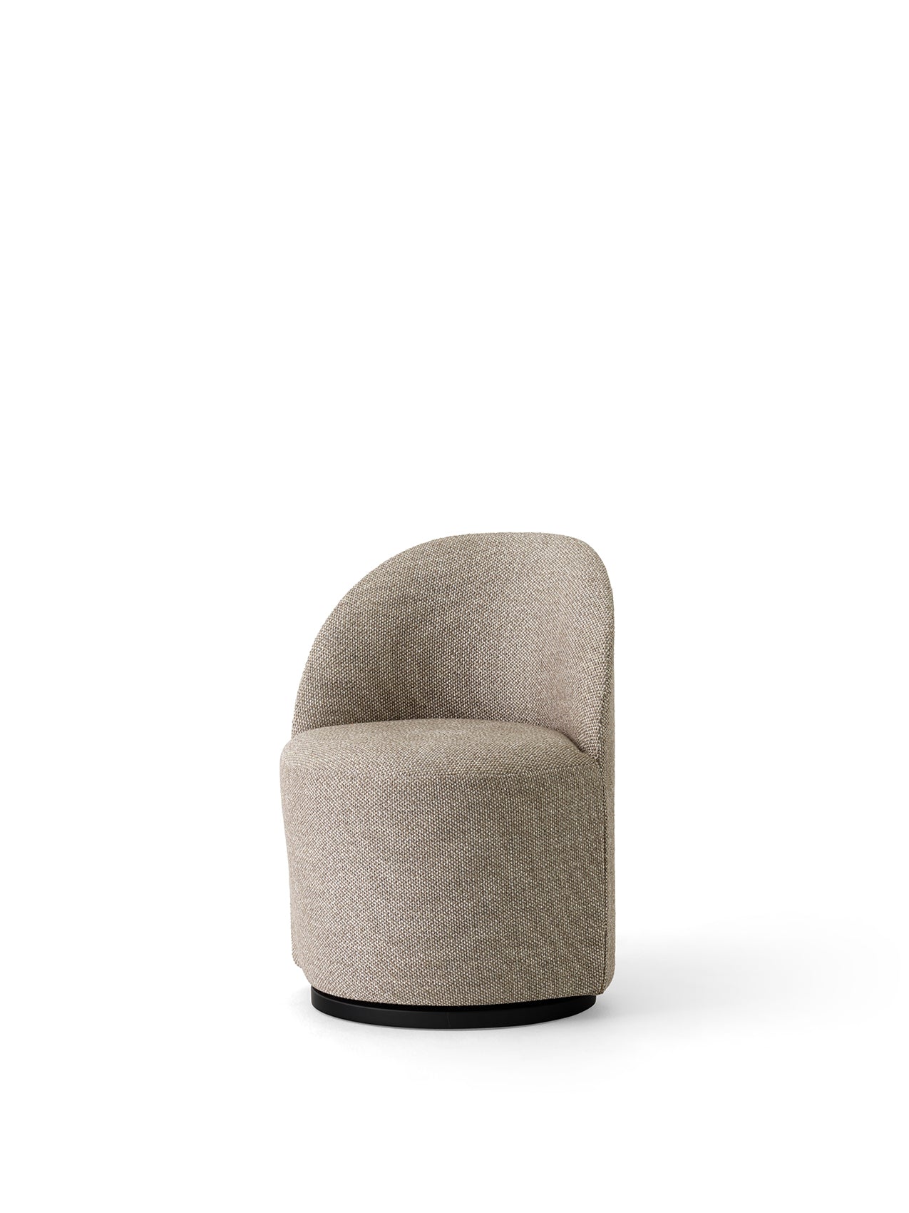 The Tearoom Club Chair, Swivel w/ Return, in textured Safire 004 fabric, viewed from an angle on its black swivel base.