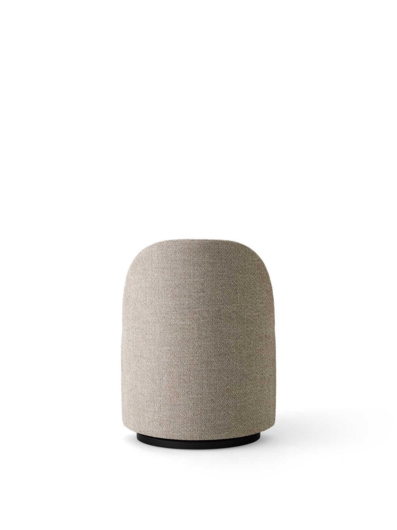 The Tearoom Club Chair, Swivel w/ Return, upholstered in light brown Safire fabric, shown from the back on a white background