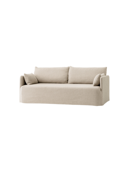 Offset 2-Seater Sofa with Loose Cover in sand fabric. The sofa has large back and arm cushions and is shown at an angle.