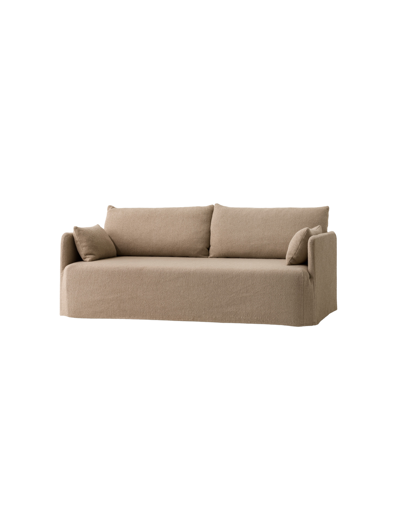 The Offset Sofa with Loose Cover in a 2-seater size, upholstered in textured flint fabric, viewed from an angle.