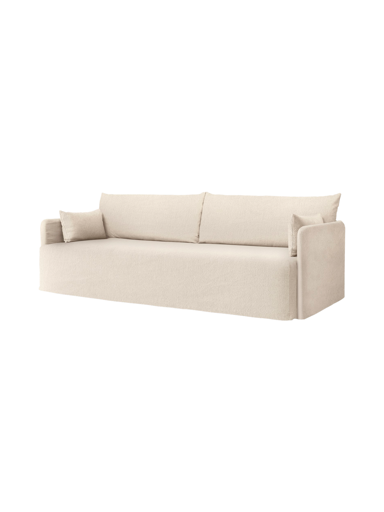 The Offset Sofa with Loose Cover, a 3-seater in light beige Jasmine fabric, is shown at an angle on a plain background.