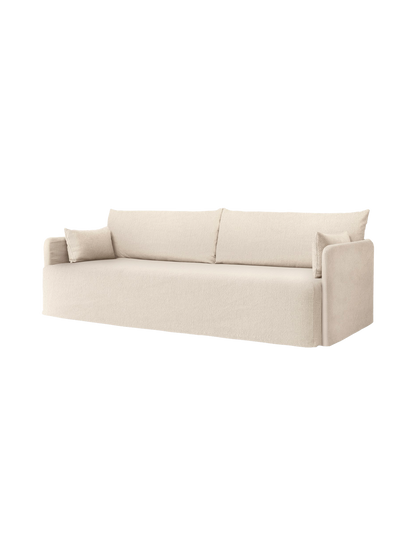 The Offset Sofa with Loose Cover, a 3-seater in light beige Jasmine fabric, is shown at an angle on a plain background.