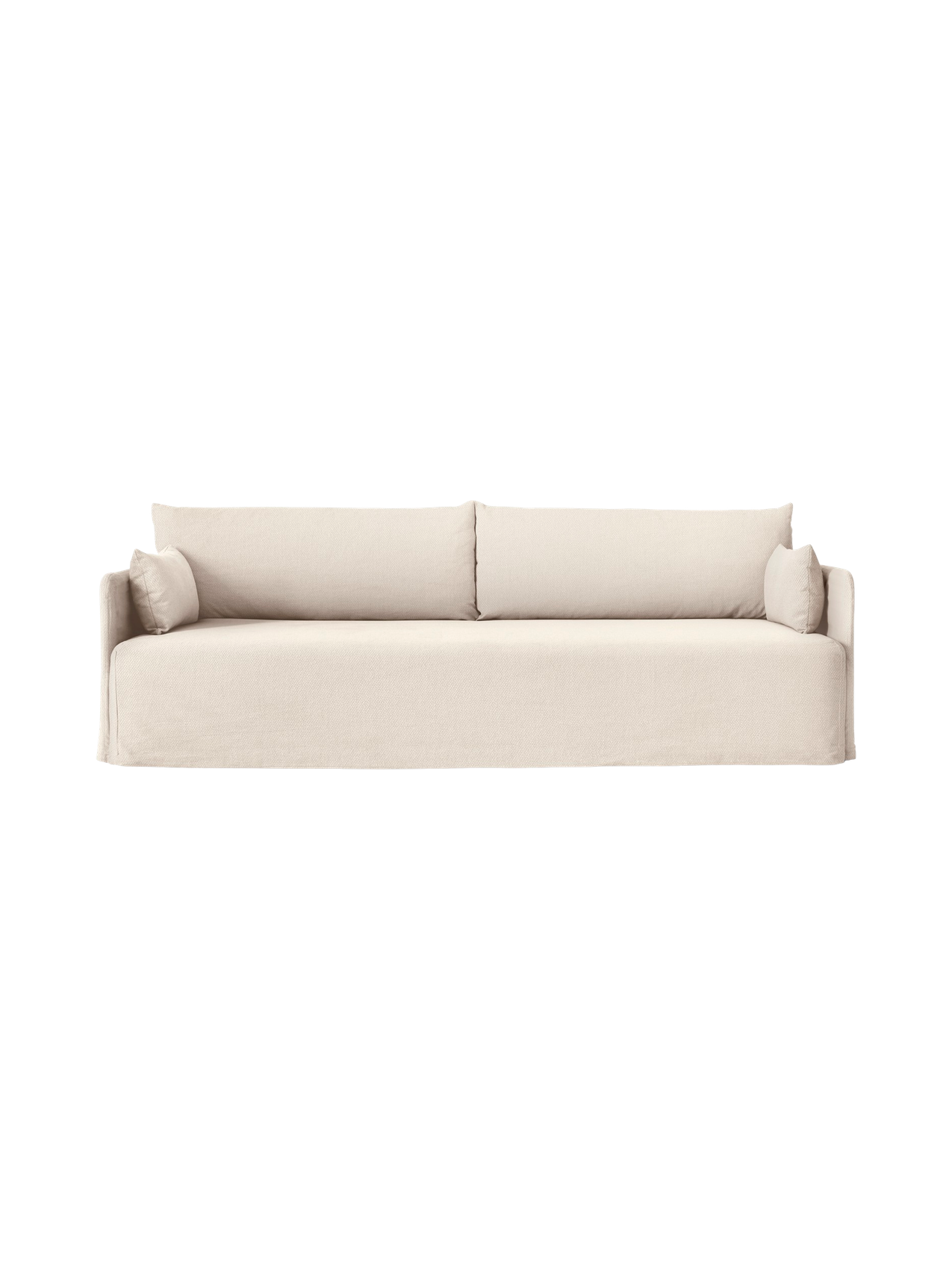 Front view of the Offset 3-Seater Sofa with Loose Cover in Logan Jasmine, light textured fabric, against a black background.