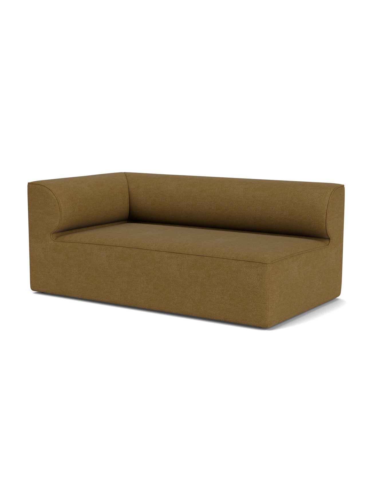 An angled studio shot of the Eave Modular Sofa, 96, Corner 192, upholstered in a textured brown fabric on a white background.