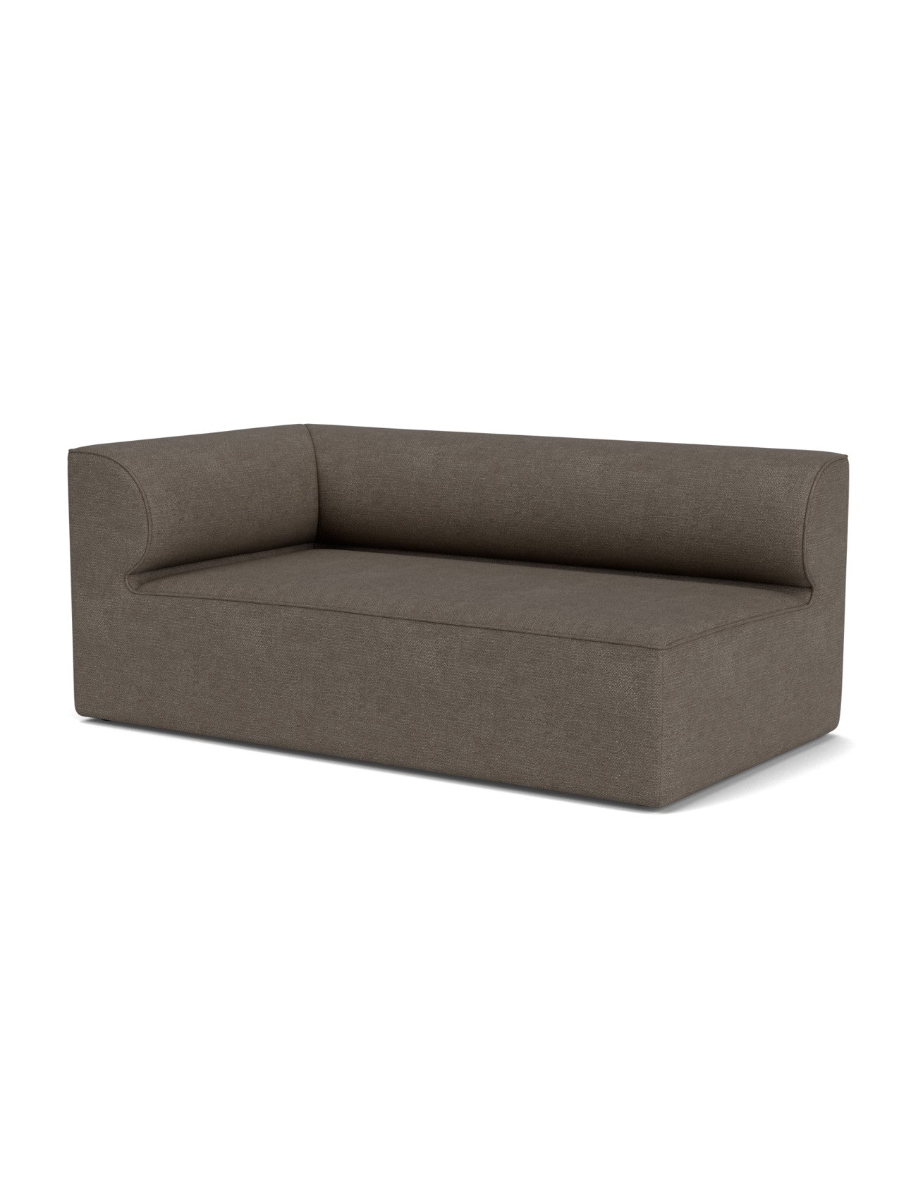 Angled view of the Eave Modular Sofa, 96, Corner 192. This left-corner section features a textured brown upholstery.