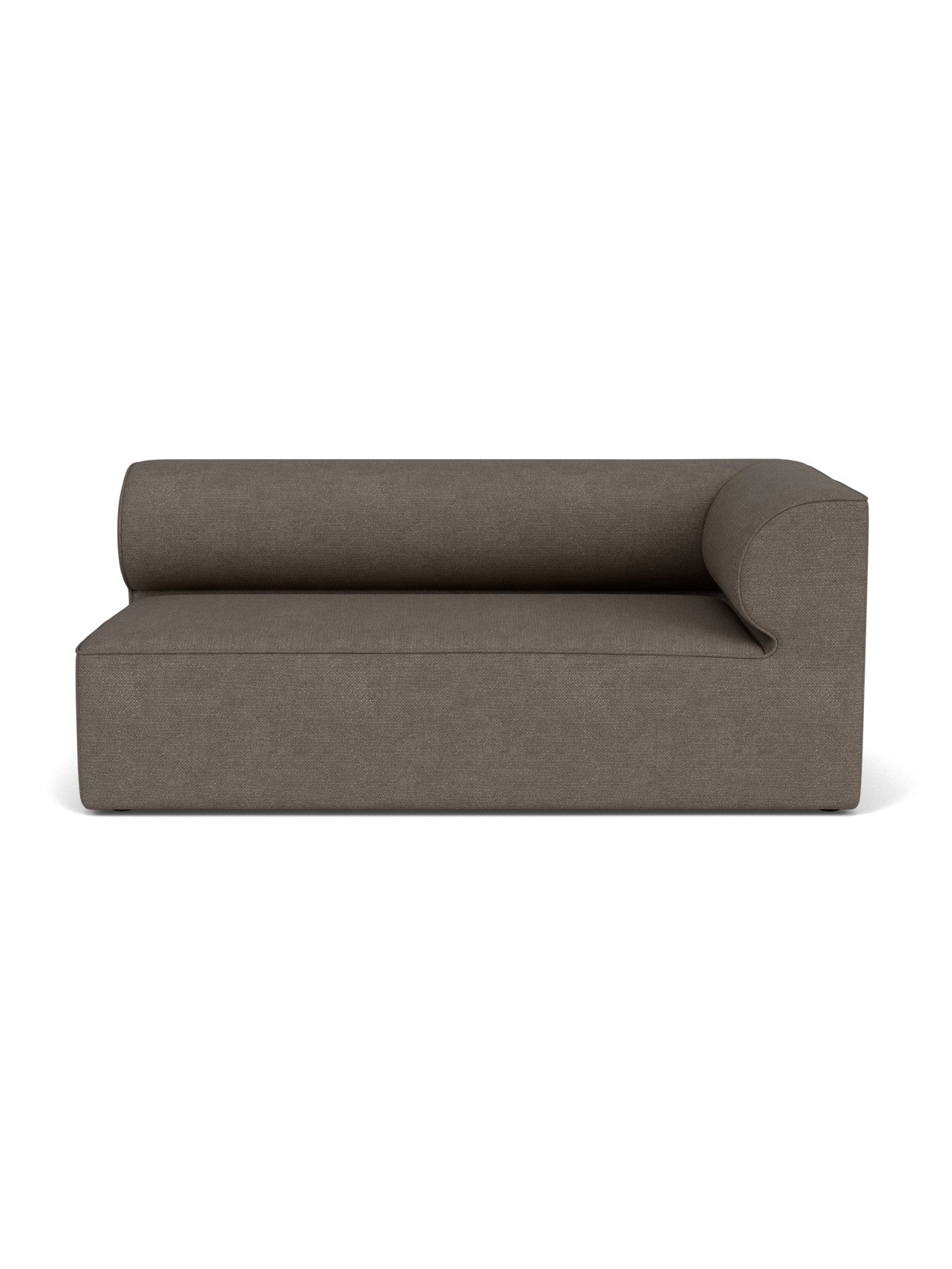 Front view of the Eave Modular Sofa, 96, Corner 192, right-hand piece, upholstered in a textured Audo Bouclé 16 fabric.