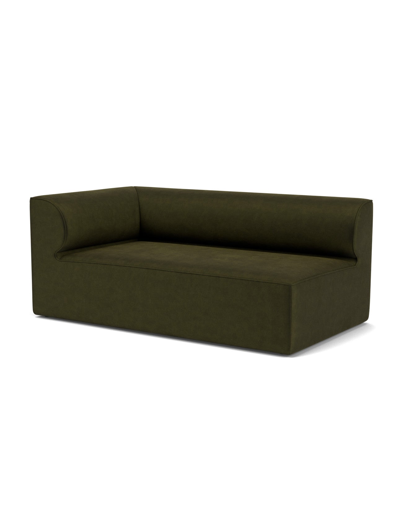 The Eave Modular Sofa, 96, Corner 192, shown from an angle. The L-shaped sofa is upholstered in a dark olive-green fabric.