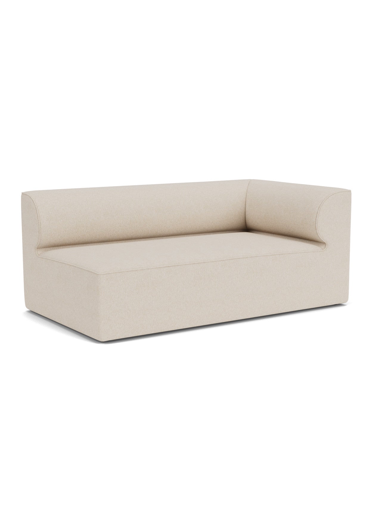An angled view of the Eave Modular Sofa, 96, Corner 192, in a light-coloured fabric, displayed against a white background.
