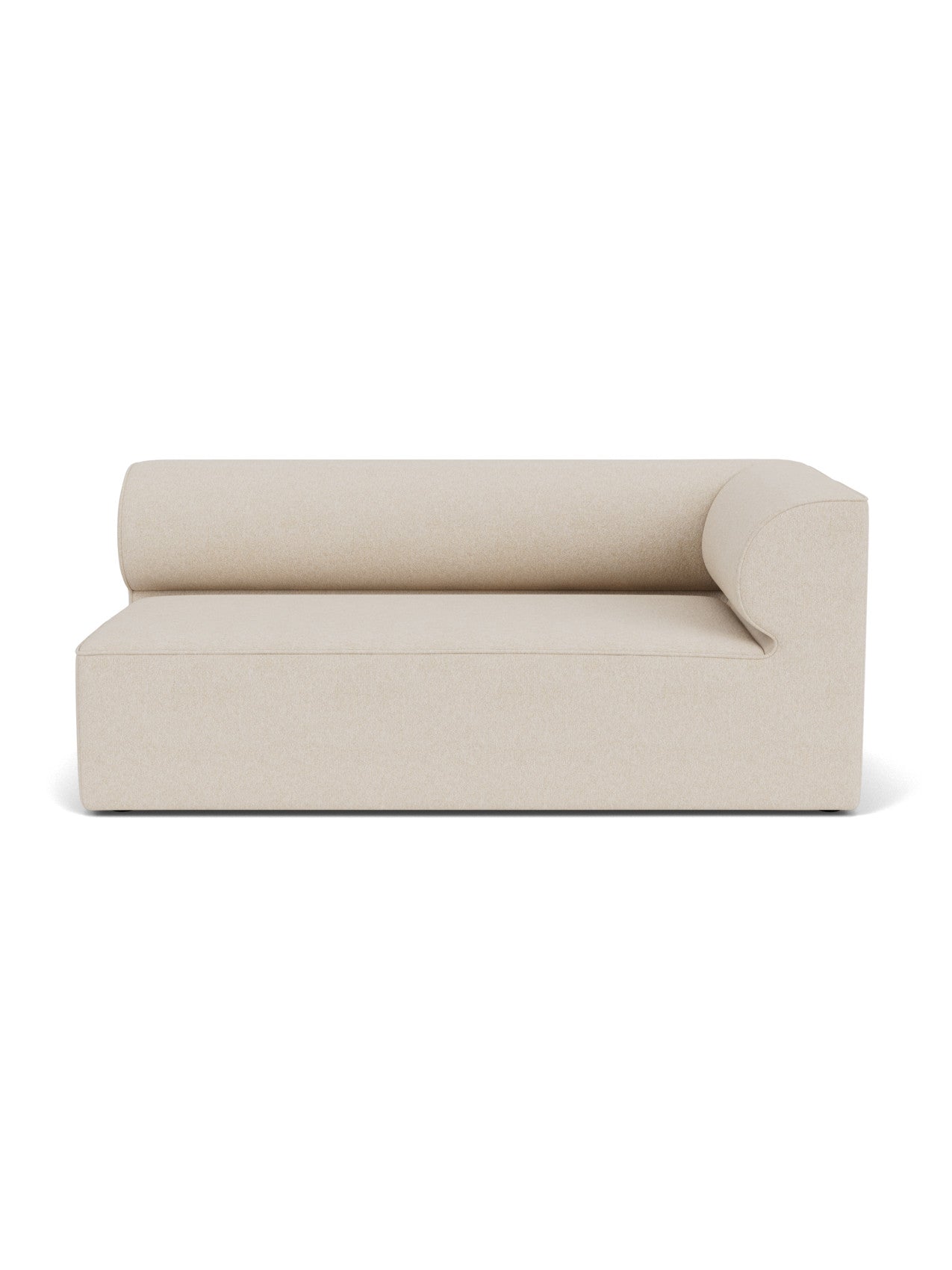 Front view of the Eave Modular Sofa, 96, Corner 192, a right-hand corner piece in light textured fabric on white background.