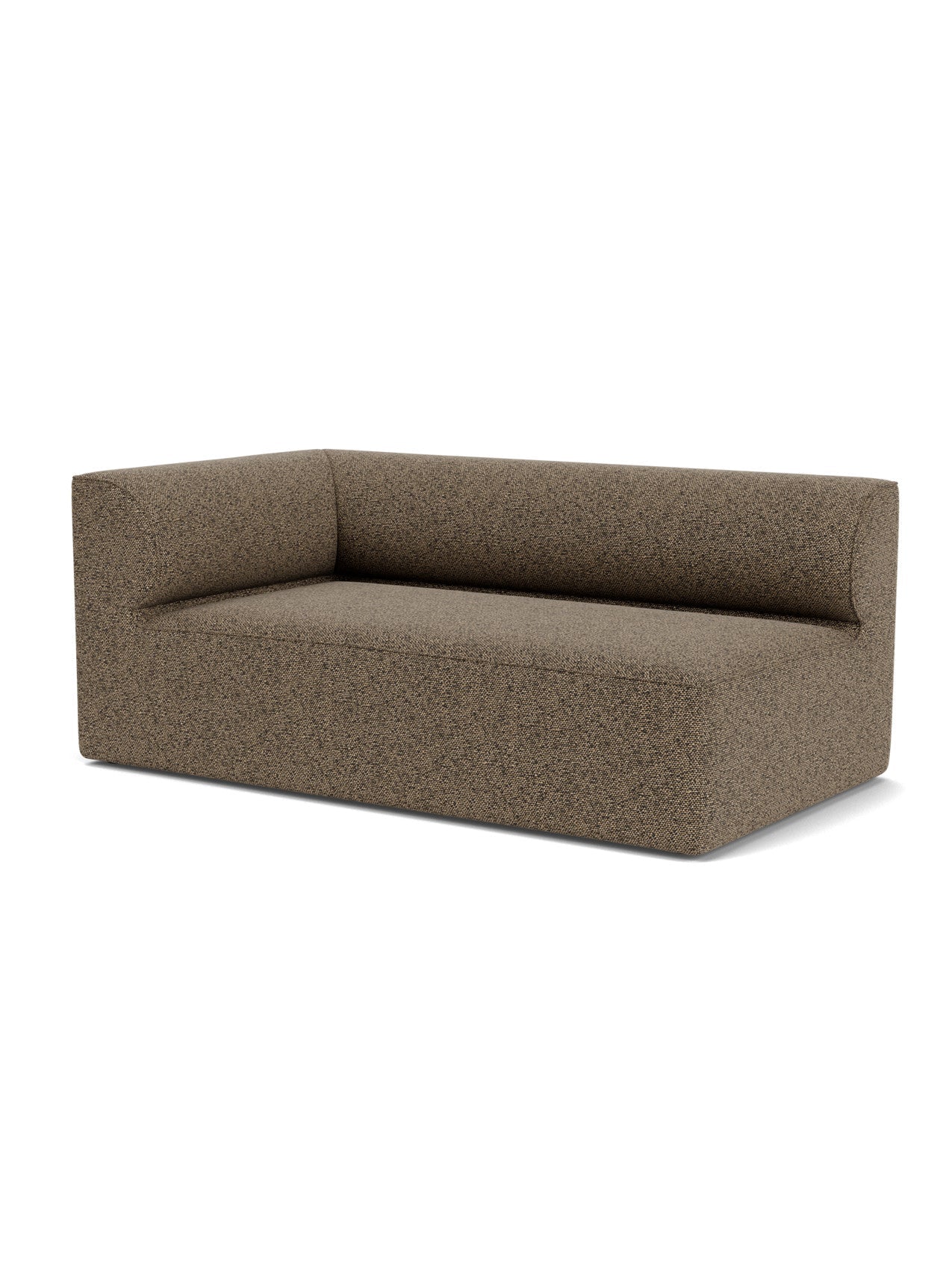 An angled view of the Eave Modular Sofa, 96, Corner 192, in a textured brown Safire fabric, against a white background.