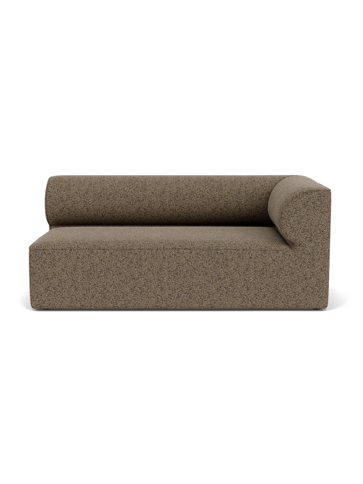 Front view of the Eave Modular Sofa, 96, Corner 192, right module. The sofa is upholstered in a brown textured Safire fabric.