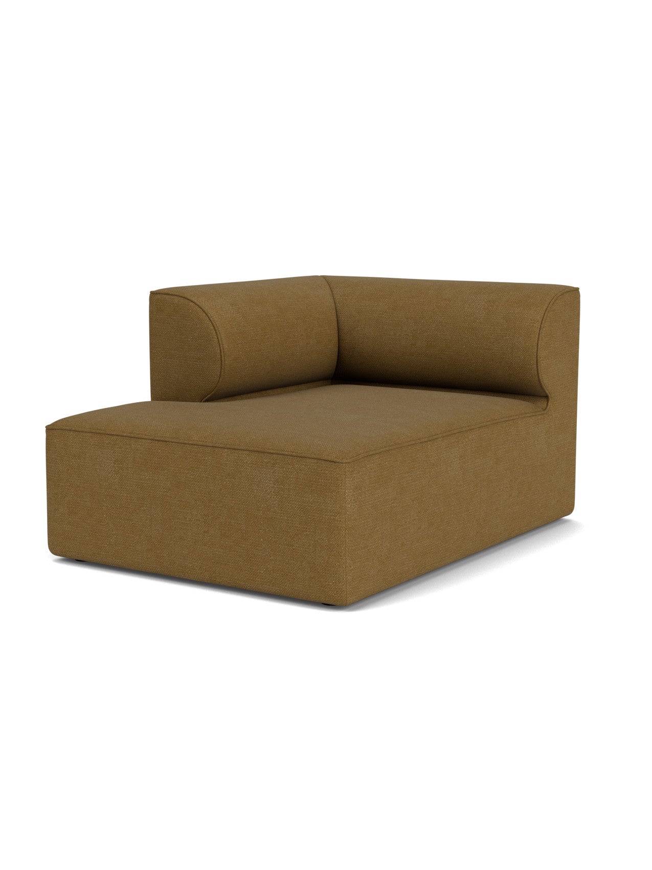 An Eave Modular Sofa, 96, Chaise Longue module in a brown textured fabric, viewed from an angle against a white background.