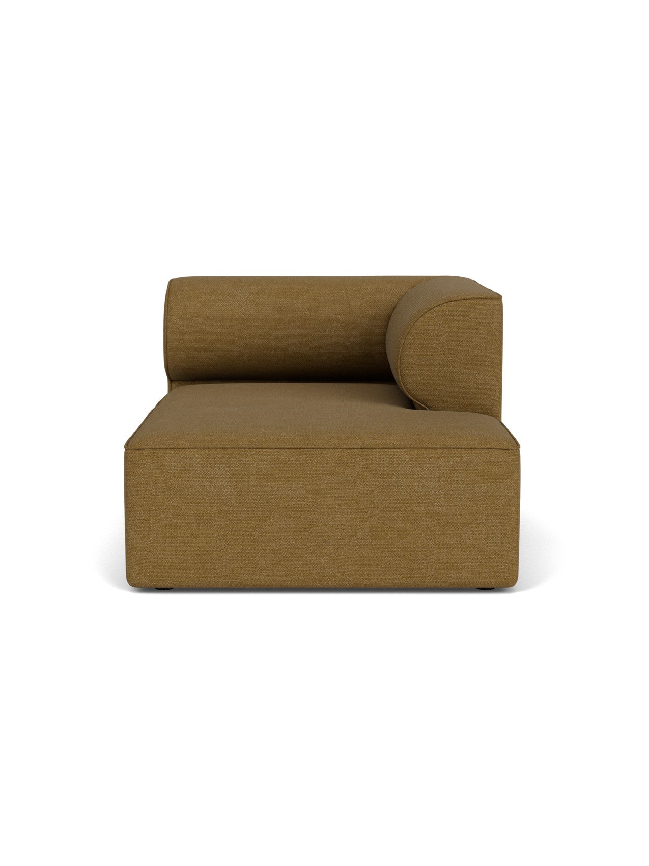 The Eave Modular Sofa, 96, Chaise Longue with a right-side armrest, shown in a brown bouclé fabric from a direct front angle.