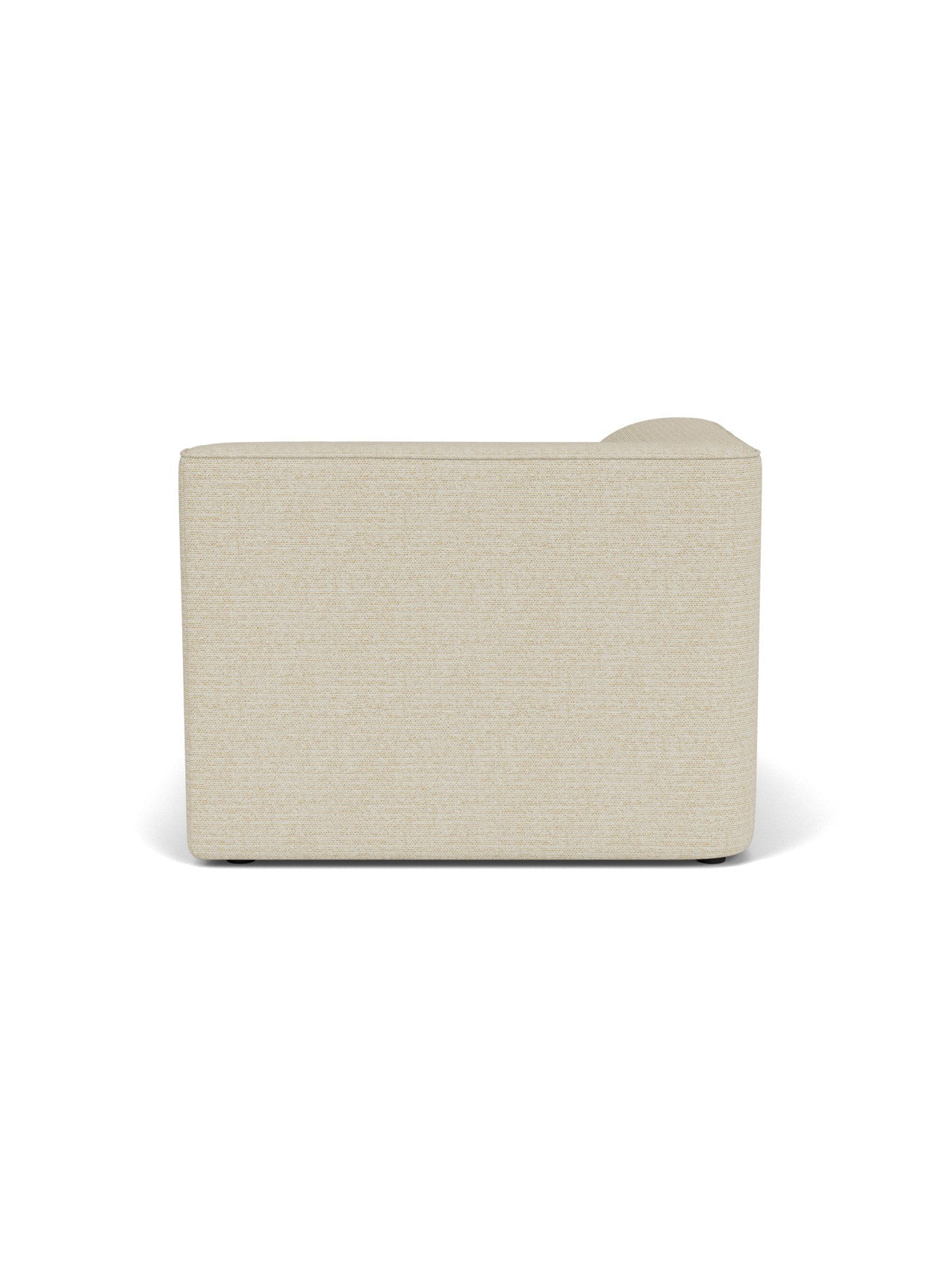 Back view of the Eave Modular Sofa 96 Chaise Longue, upholstered in a light beige textured fabric against a white background